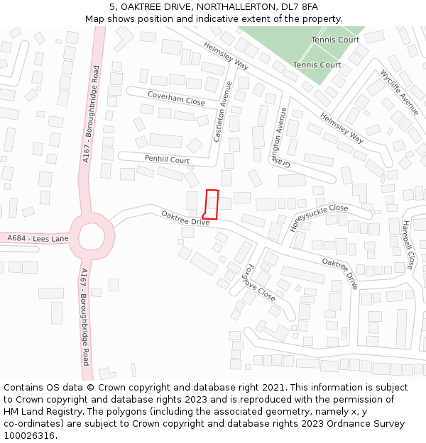 5, OAKTREE DRIVE, NORTHALLERTON, DL7 8FA: Location map and indicative extent of plot