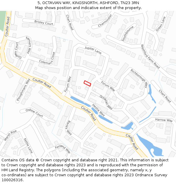 5, OCTAVIAN WAY, KINGSNORTH, ASHFORD, TN23 3RN: Location map and indicative extent of plot