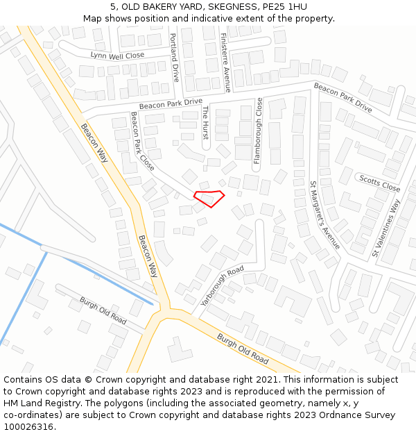 5, OLD BAKERY YARD, SKEGNESS, PE25 1HU: Location map and indicative extent of plot