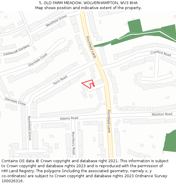 5, OLD FARM MEADOW, WOLVERHAMPTON, WV3 8HA: Location map and indicative extent of plot