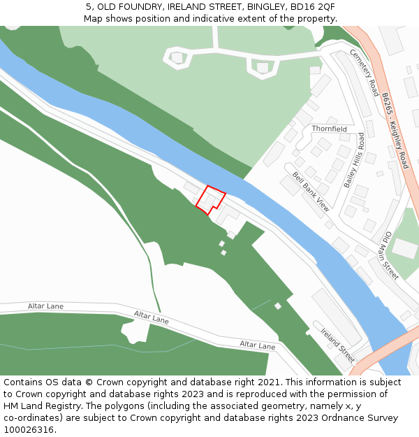 5, OLD FOUNDRY, IRELAND STREET, BINGLEY, BD16 2QF: Location map and indicative extent of plot