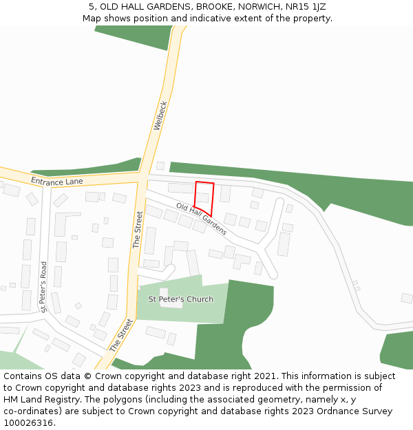 5, OLD HALL GARDENS, BROOKE, NORWICH, NR15 1JZ: Location map and indicative extent of plot