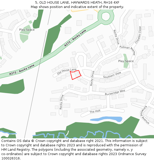 5, OLD HOUSE LANE, HAYWARDS HEATH, RH16 4XF: Location map and indicative extent of plot