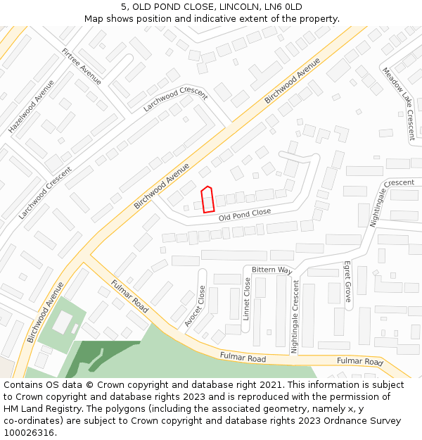 5, OLD POND CLOSE, LINCOLN, LN6 0LD: Location map and indicative extent of plot