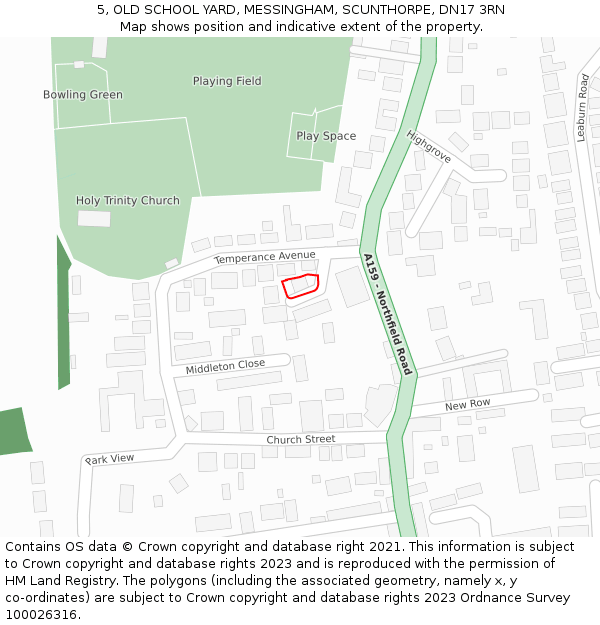 5, OLD SCHOOL YARD, MESSINGHAM, SCUNTHORPE, DN17 3RN: Location map and indicative extent of plot