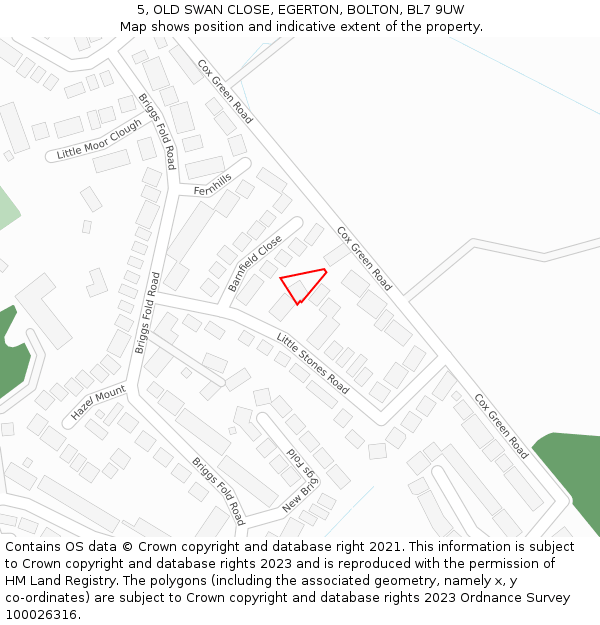 5, OLD SWAN CLOSE, EGERTON, BOLTON, BL7 9UW: Location map and indicative extent of plot