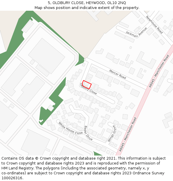 5, OLDBURY CLOSE, HEYWOOD, OL10 2NQ: Location map and indicative extent of plot