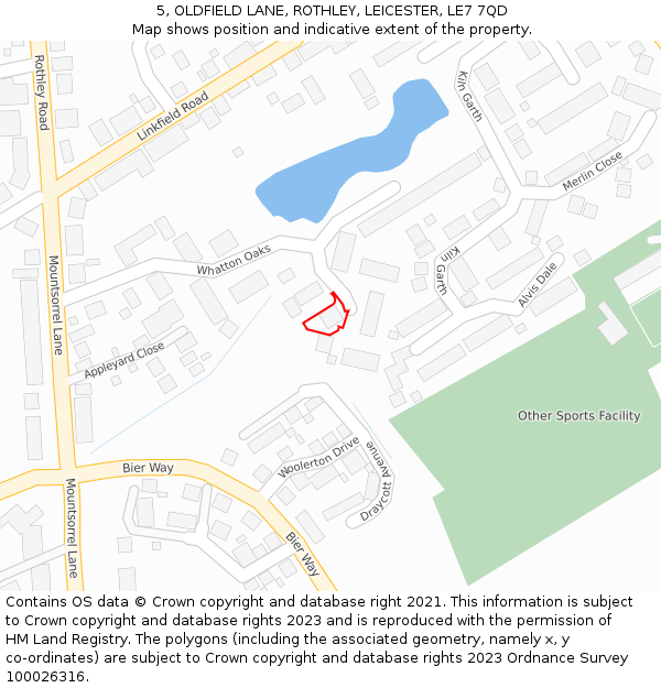 5, OLDFIELD LANE, ROTHLEY, LEICESTER, LE7 7QD: Location map and indicative extent of plot