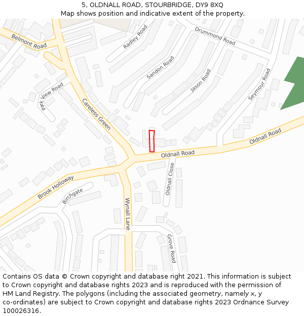 5, OLDNALL ROAD, STOURBRIDGE, DY9 8XQ: Location map and indicative extent of plot