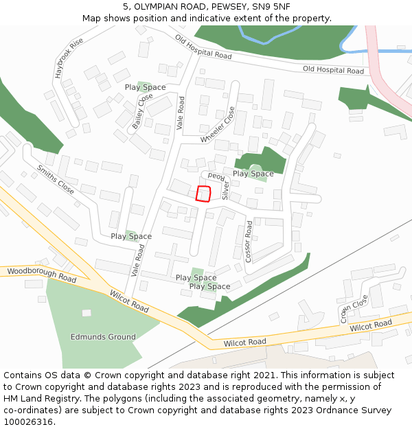 5, OLYMPIAN ROAD, PEWSEY, SN9 5NF: Location map and indicative extent of plot