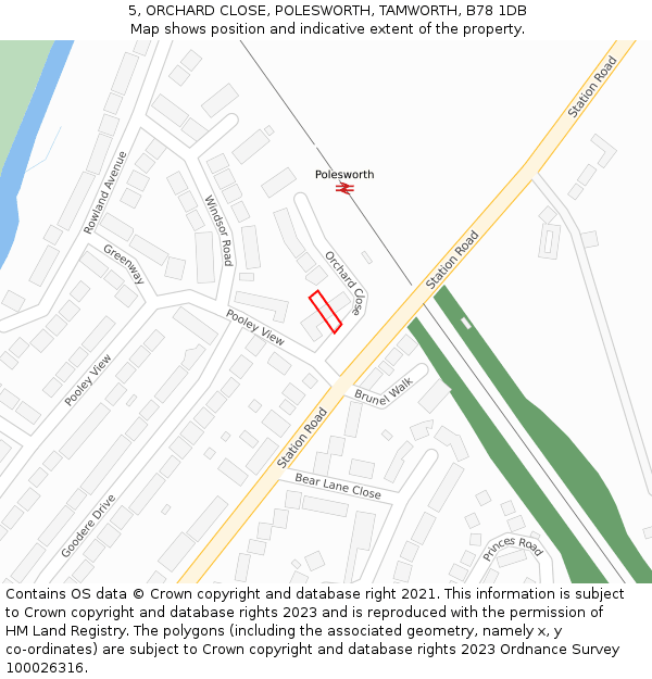 5, ORCHARD CLOSE, POLESWORTH, TAMWORTH, B78 1DB: Location map and indicative extent of plot