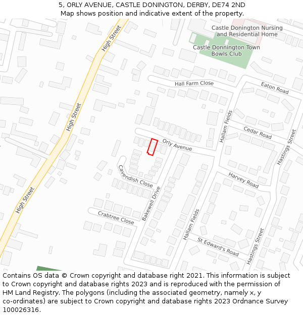 5, ORLY AVENUE, CASTLE DONINGTON, DERBY, DE74 2ND: Location map and indicative extent of plot