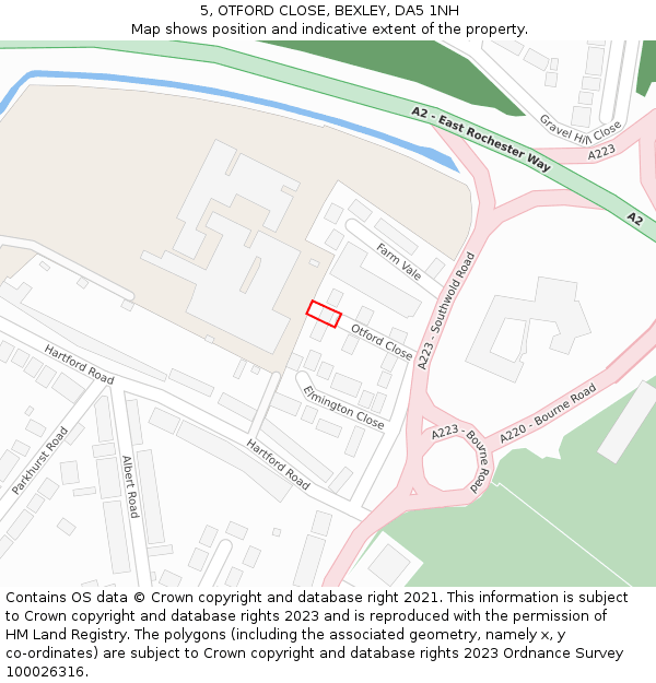 5, OTFORD CLOSE, BEXLEY, DA5 1NH: Location map and indicative extent of plot