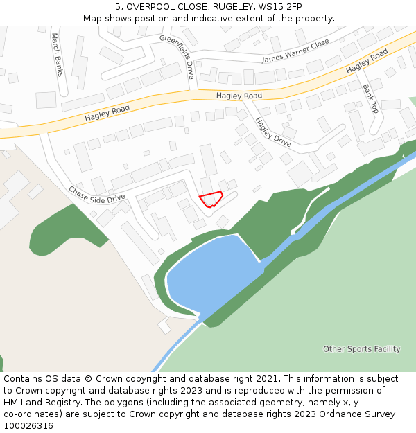 5, OVERPOOL CLOSE, RUGELEY, WS15 2FP: Location map and indicative extent of plot