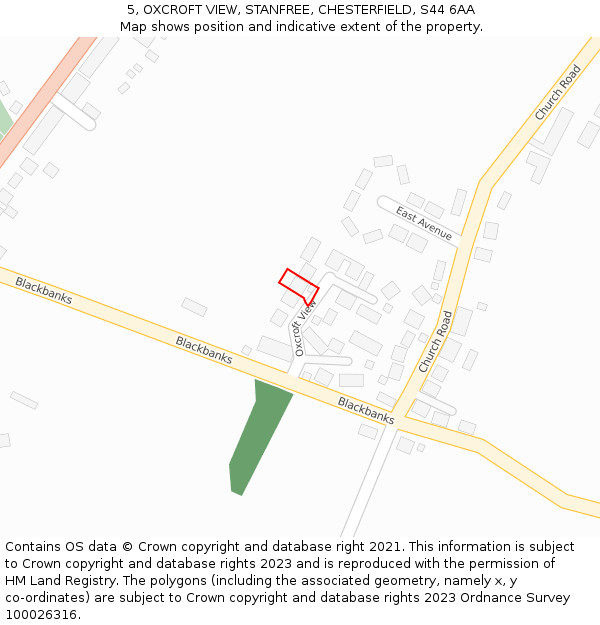 5, OXCROFT VIEW, STANFREE, CHESTERFIELD, S44 6AA: Location map and indicative extent of plot