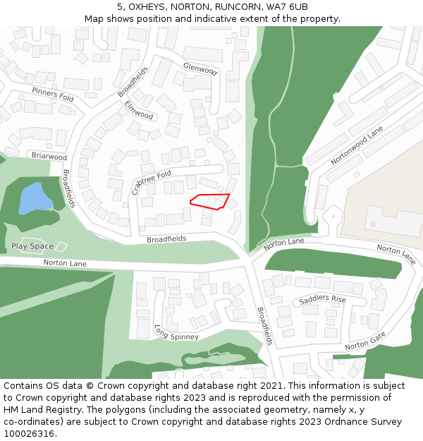 5, OXHEYS, NORTON, RUNCORN, WA7 6UB: Location map and indicative extent of plot