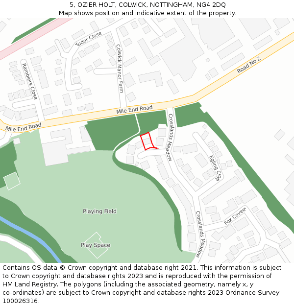 5, OZIER HOLT, COLWICK, NOTTINGHAM, NG4 2DQ: Location map and indicative extent of plot