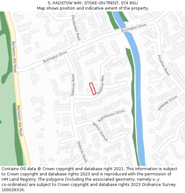 5, PADSTOW WAY, STOKE-ON-TRENT, ST4 8SU: Location map and indicative extent of plot