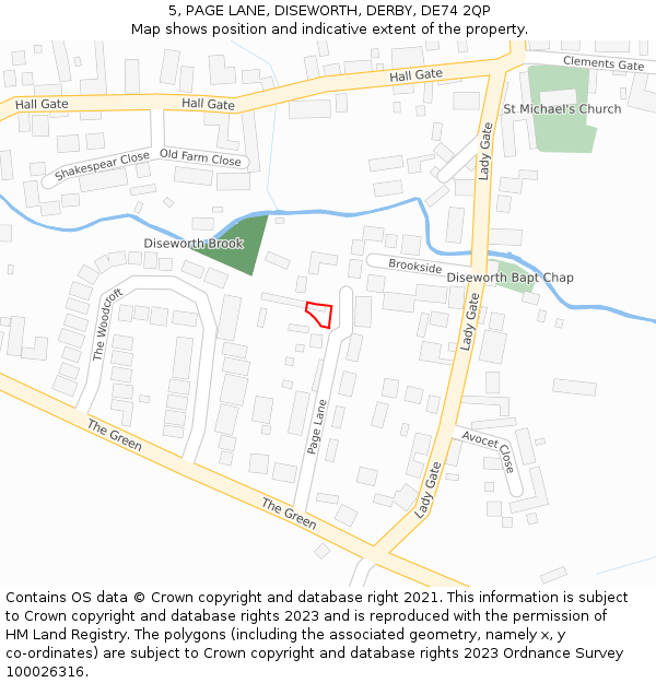 5, PAGE LANE, DISEWORTH, DERBY, DE74 2QP: Location map and indicative extent of plot