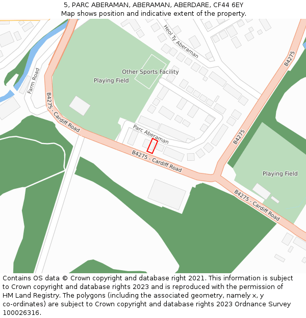 5, PARC ABERAMAN, ABERAMAN, ABERDARE, CF44 6EY: Location map and indicative extent of plot