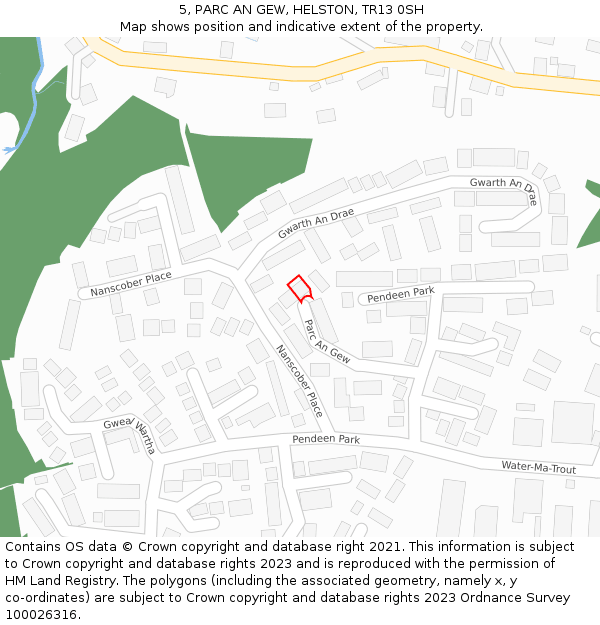 5, PARC AN GEW, HELSTON, TR13 0SH: Location map and indicative extent of plot