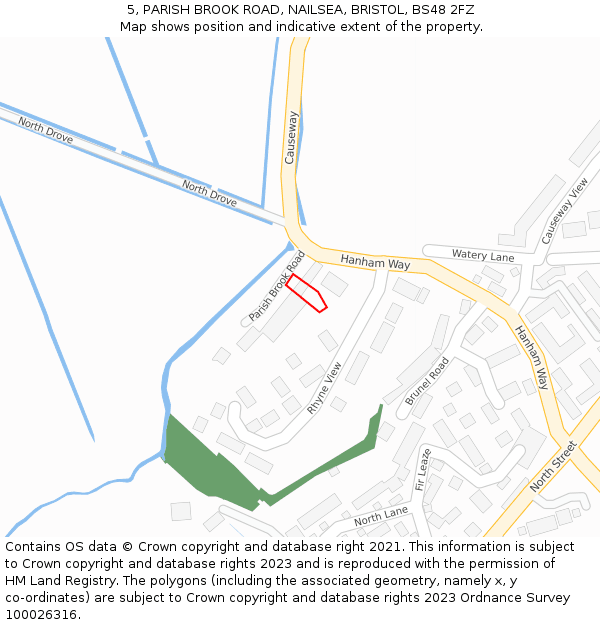 5, PARISH BROOK ROAD, NAILSEA, BRISTOL, BS48 2FZ: Location map and indicative extent of plot