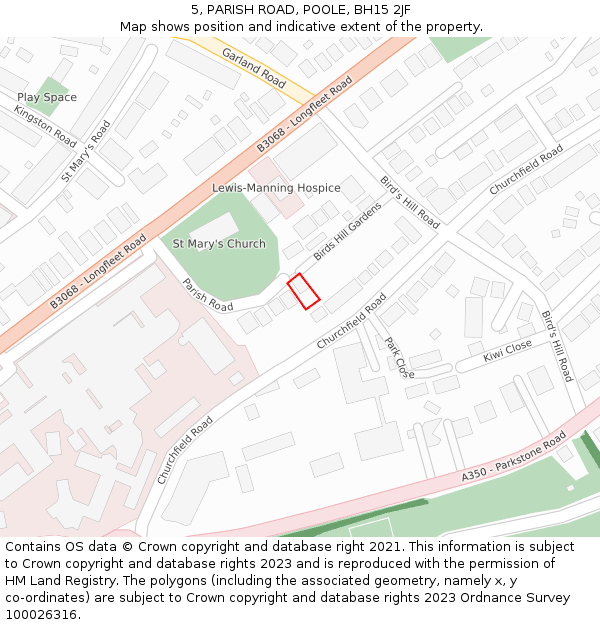 5, PARISH ROAD, POOLE, BH15 2JF: Location map and indicative extent of plot