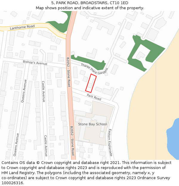 5, PARK ROAD, BROADSTAIRS, CT10 1ED: Location map and indicative extent of plot