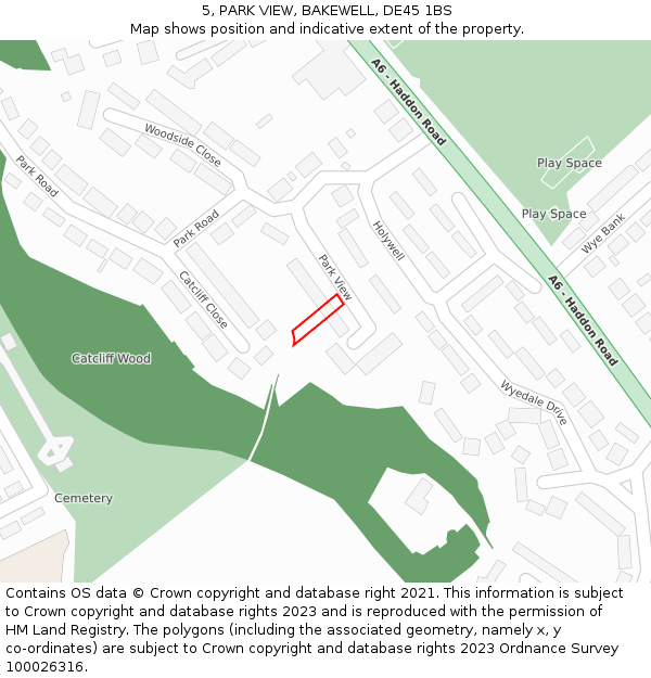 5, PARK VIEW, BAKEWELL, DE45 1BS: Location map and indicative extent of plot