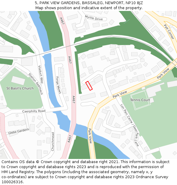 5, PARK VIEW GARDENS, BASSALEG, NEWPORT, NP10 8JZ: Location map and indicative extent of plot