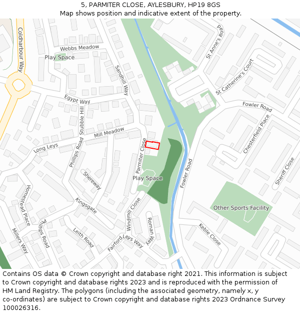 5, PARMITER CLOSE, AYLESBURY, HP19 8GS: Location map and indicative extent of plot