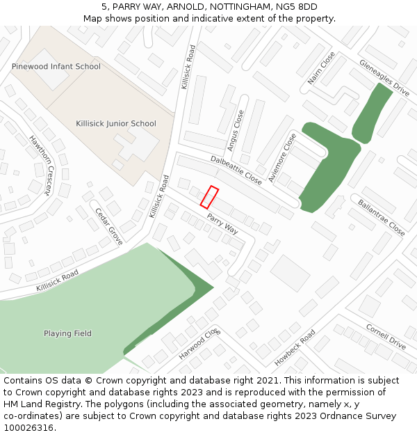 5, PARRY WAY, ARNOLD, NOTTINGHAM, NG5 8DD: Location map and indicative extent of plot