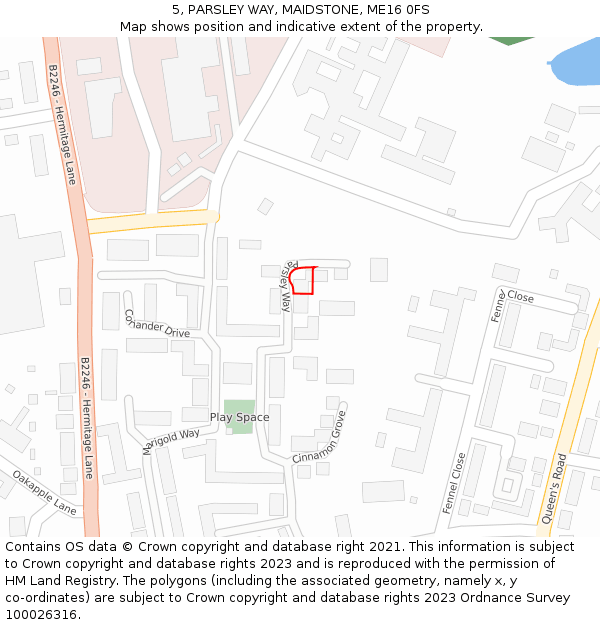 5, PARSLEY WAY, MAIDSTONE, ME16 0FS: Location map and indicative extent of plot