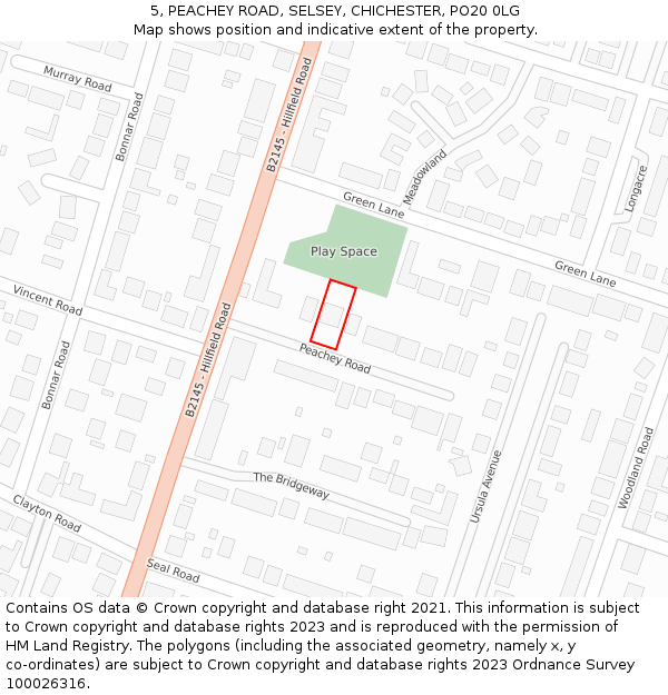 5, PEACHEY ROAD, SELSEY, CHICHESTER, PO20 0LG: Location map and indicative extent of plot