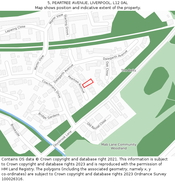 5, PEARTREE AVENUE, LIVERPOOL, L12 0AL: Location map and indicative extent of plot