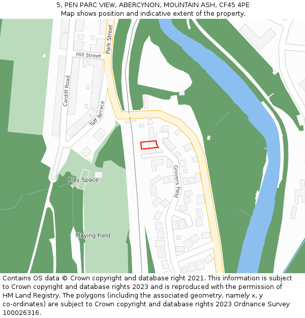 5, PEN PARC VIEW, ABERCYNON, MOUNTAIN ASH, CF45 4PE: Location map and indicative extent of plot