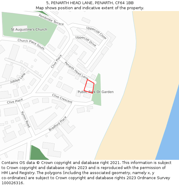 5, PENARTH HEAD LANE, PENARTH, CF64 1BB: Location map and indicative extent of plot