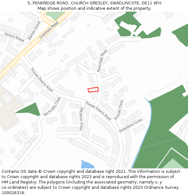 5, PENKRIDGE ROAD, CHURCH GRESLEY, SWADLINCOTE, DE11 9FH: Location map and indicative extent of plot