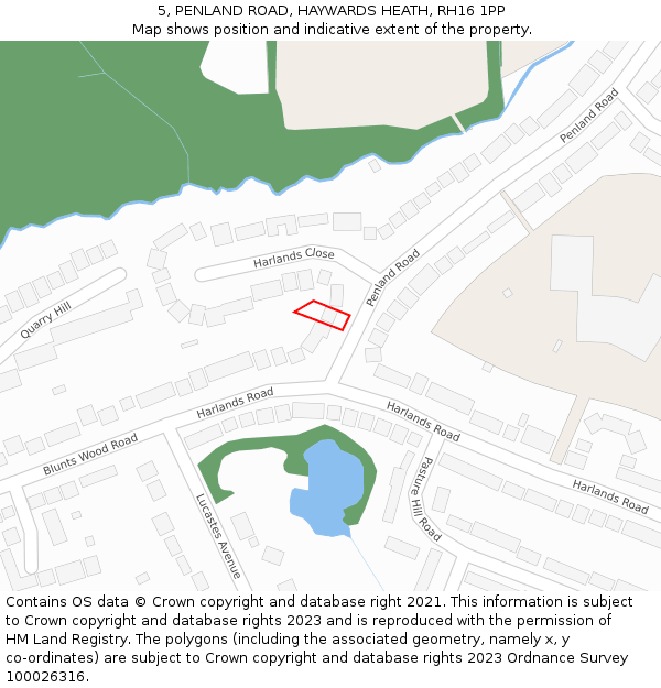 5, PENLAND ROAD, HAYWARDS HEATH, RH16 1PP: Location map and indicative extent of plot