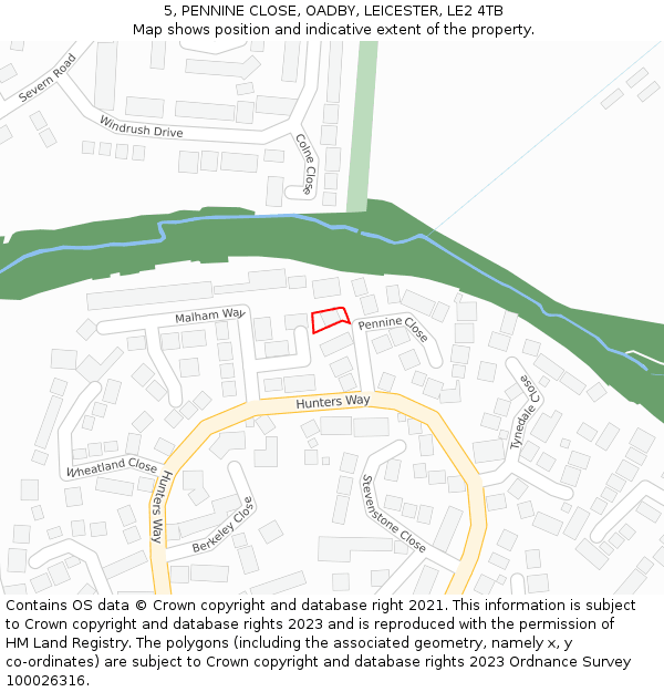 5, PENNINE CLOSE, OADBY, LEICESTER, LE2 4TB: Location map and indicative extent of plot