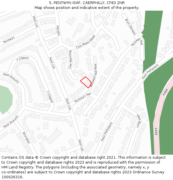 5, PENTWYN ISAF, CAERPHILLY, CF83 2NR: Location map and indicative extent of plot