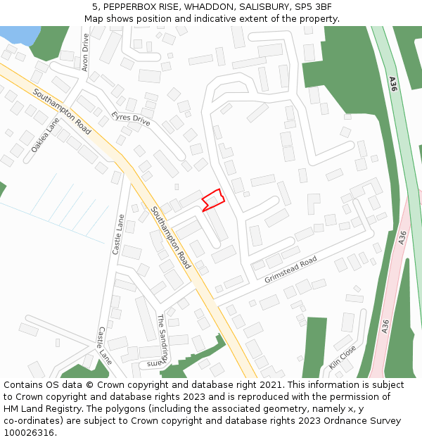 5, PEPPERBOX RISE, WHADDON, SALISBURY, SP5 3BF: Location map and indicative extent of plot