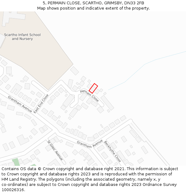5, PERMAIN CLOSE, SCARTHO, GRIMSBY, DN33 2FB: Location map and indicative extent of plot