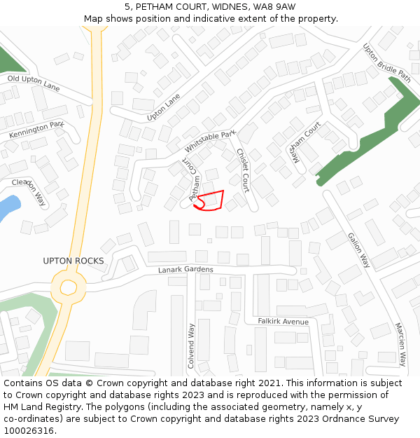 5, PETHAM COURT, WIDNES, WA8 9AW: Location map and indicative extent of plot