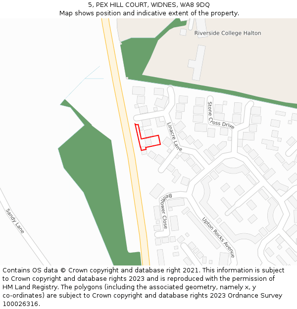 5, PEX HILL COURT, WIDNES, WA8 9DQ: Location map and indicative extent of plot