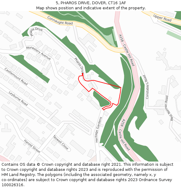 5, PHAROS DRIVE, DOVER, CT16 1AF: Location map and indicative extent of plot