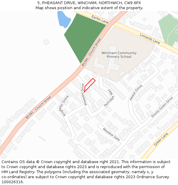 5, PHEASANT DRIVE, WINCHAM, NORTHWICH, CW9 6PX: Location map and indicative extent of plot