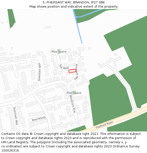 5, PHEASANT WAY, BRANDON, IP27 0BE: Location map and indicative extent of plot
