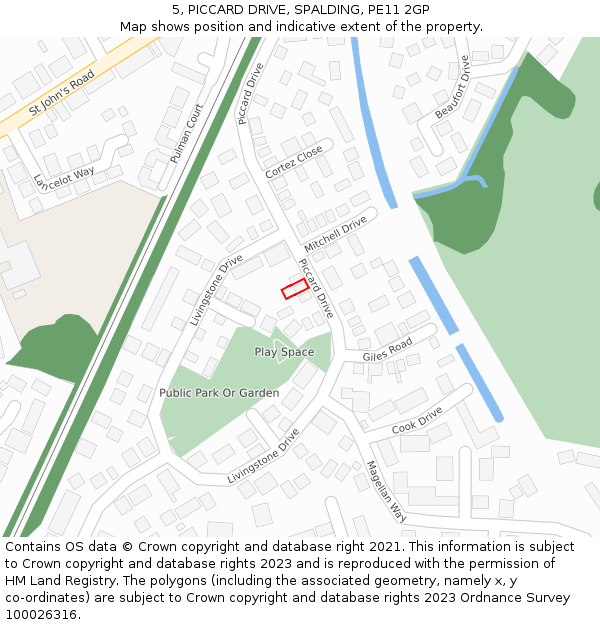 5, PICCARD DRIVE, SPALDING, PE11 2GP: Location map and indicative extent of plot