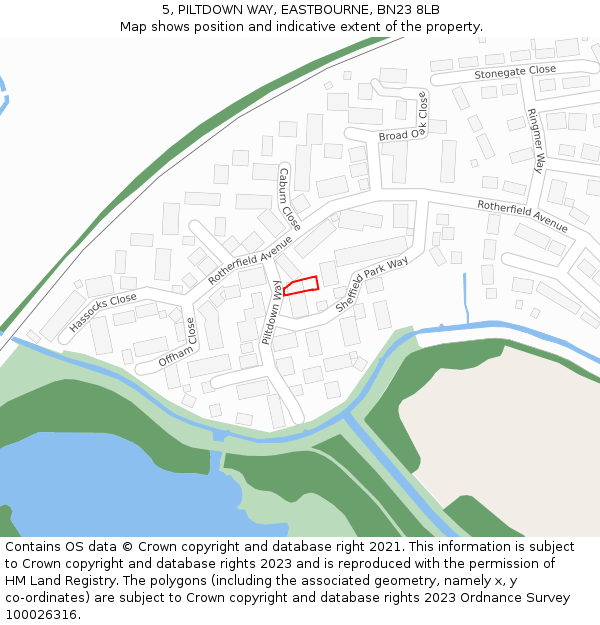 5, PILTDOWN WAY, EASTBOURNE, BN23 8LB: Location map and indicative extent of plot